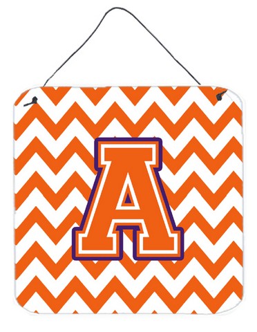 Letter A Chevron Orange & Regalia Wall or Door Hanging Prints