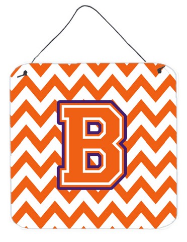 Letter B Chevron Orange & Regalia Wall or Door Hanging Prints