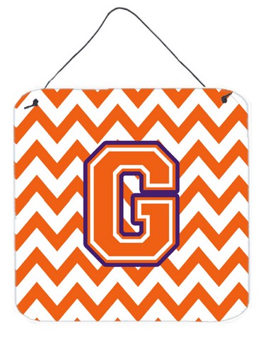 Letter G Chevron Orange & Regalia Wall or Door Hanging Prints