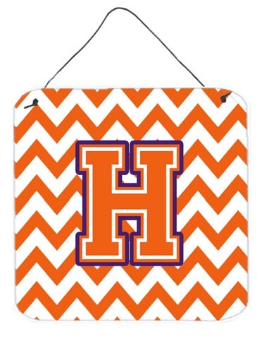 Letter H Chevron Orange & Regalia Wall or Door Hanging Prints