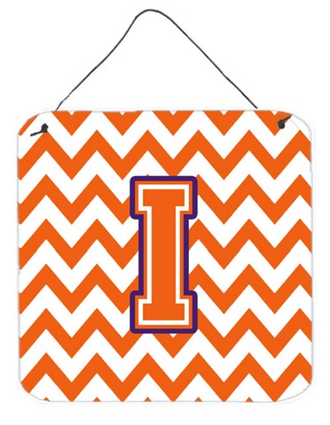 Letter I Chevron Orange & Regalia Wall or Door Hanging Prints
