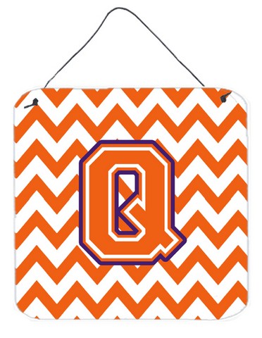Letter Q Chevron Orange & Regalia Wall or Door Hanging Prints