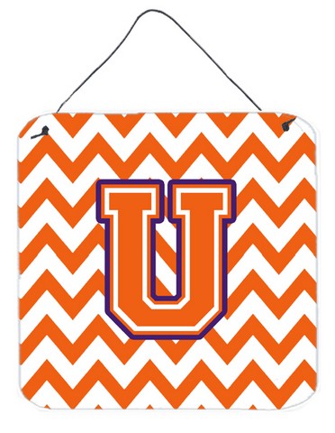 Letter U Chevron Orange & Regalia Wall or Door Hanging Prints