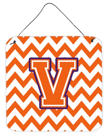 Letter V Chevron Orange & Regalia Wall or Door Hanging Prints