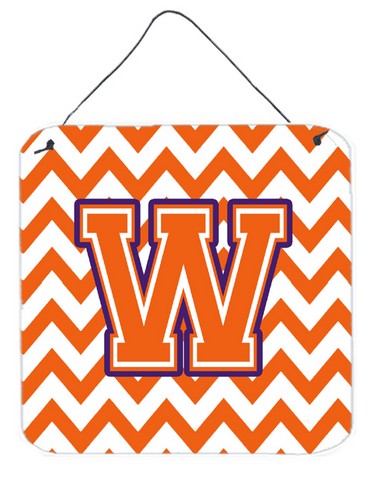Letter W Chevron Orange & Regalia Wall or Door Hanging Prints