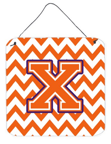 Letter X Chevron Orange & Regalia Wall or Door Hanging Prints