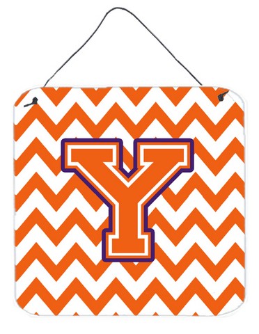 Letter Y Chevron Orange & Regalia Wall or Door Hanging Prints