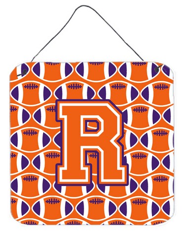 Picture of Carolines Treasures CJ1072-RDS66 Letter R Football Orange, White & Regalia Wall or Door Hanging Prints