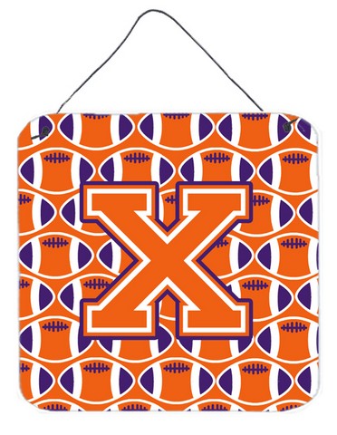 Picture of Carolines Treasures CJ1072-XDS66 Letter X Football Orange, White & Regalia Wall or Door Hanging Prints