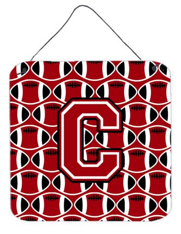 CJ1073-CDS66 Letter C Football Red, Black & White Wall or Door Hanging Prints