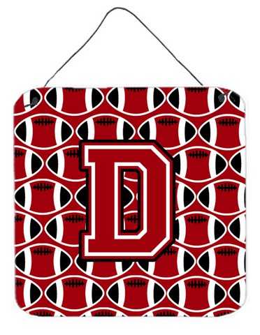 CJ1073-DDS66 Letter D Football Red, Black & White Wall or Door Hanging Prints