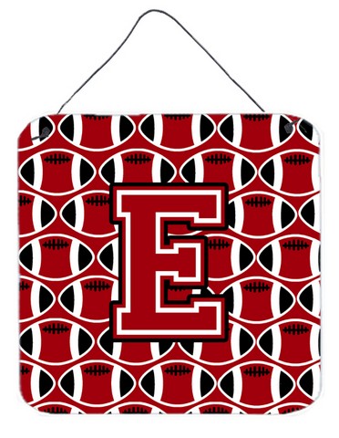 CJ1073-EDS66 Letter E Football Red, Black & White Wall or Door Hanging Prints