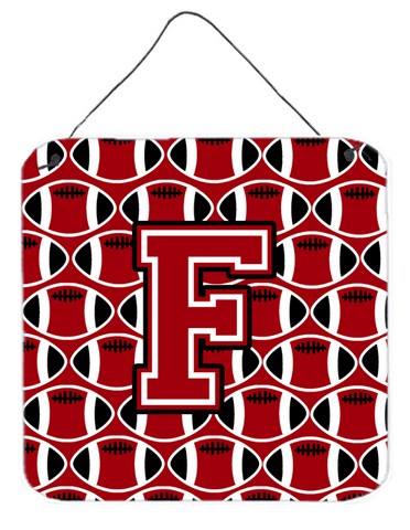 CJ1073-FDS66 Letter F Football Red, Black & White Wall or Door Hanging Prints