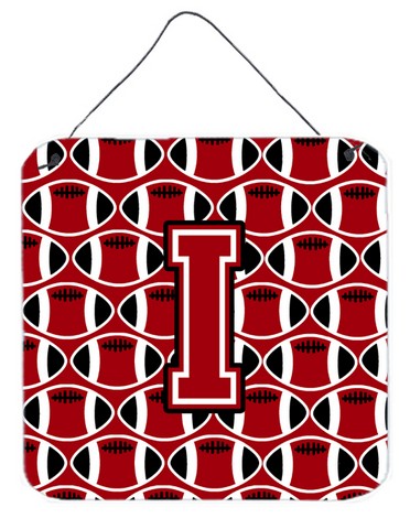 Letter I Football Red, Black & White Wall or Door Hanging Prints