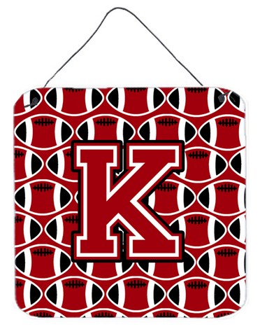 Letter K Football Red, Black & White Wall or Door Hanging Prints