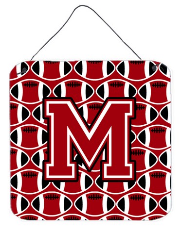 CJ1073-MDS66 Letter M Football Red, Black & White Wall or Door Hanging Prints