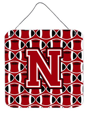 CJ1073-NDS66 Letter N Football Red, Black & White Wall or Door Hanging Prints