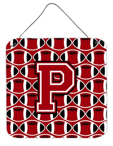 CJ1073-PDS66 Letter P Football Red, Black & White Wall or Door Hanging Prints