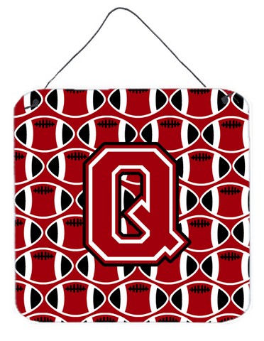 Letter Q Football Red, Black & White Wall or Door Hanging Prints