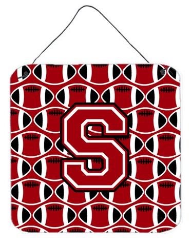 CJ1073-SDS66 Letter S Football Red, Black & White Wall or Door Hanging Prints