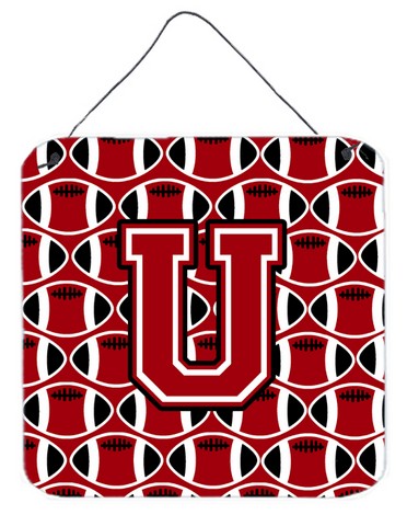 Letter U Football Red, Black & White Wall or Door Hanging Prints