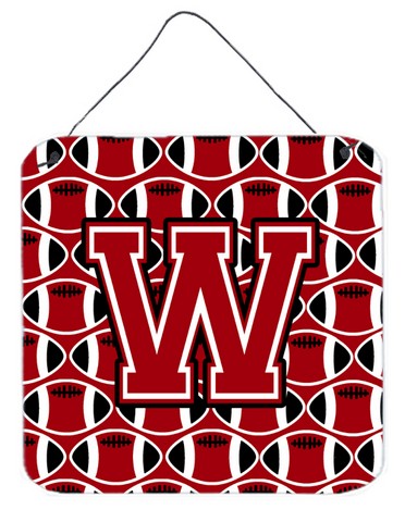 CJ1073-WDS66 Letter W Football Red, Black & White Wall or Door Hanging Prints
