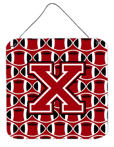 Letter X Football Red, Black & White Wall or Door Hanging Prints