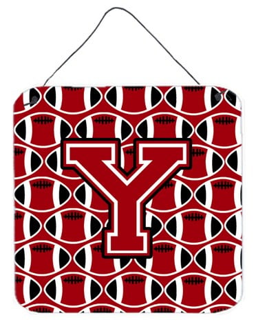 CJ1073-YDS66 Letter Y Football Red, Black & White Wall or Door Hanging Prints