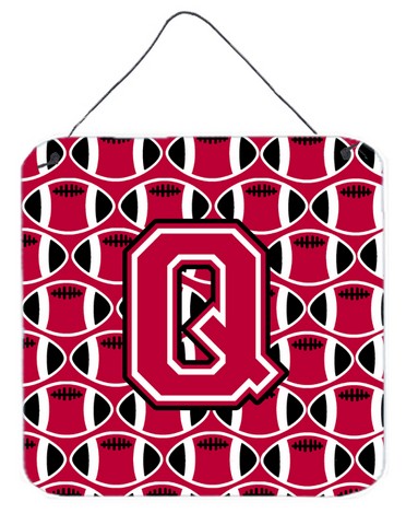 Picture of Carolines Treasures CJ1079-QDS66 Letter Q Football Crimson & White Wall or Door Hanging Prints