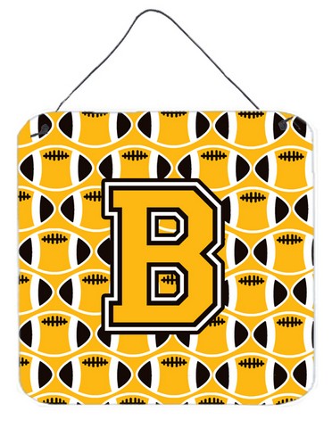 Letter B Football Black, Old Gold & White Wall or Door Hanging Prints