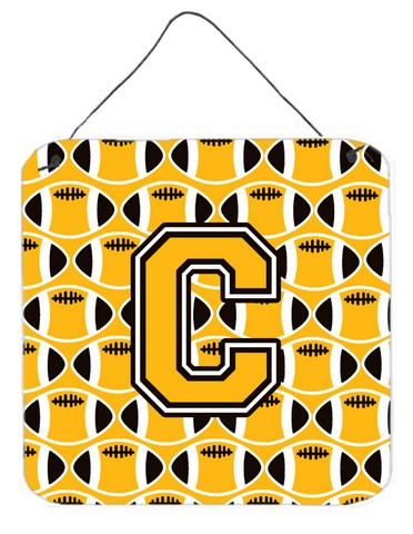Letter C Football Black, Old Gold & White Wall or Door Hanging Prints