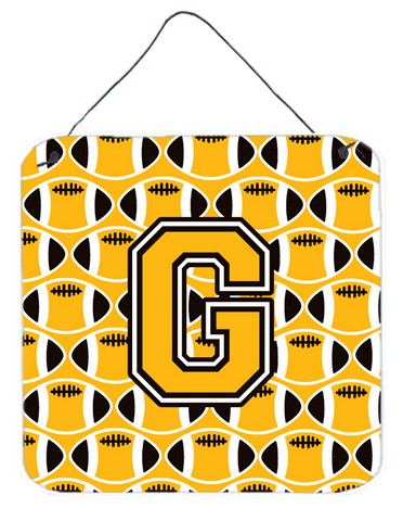 Letter G Football Black, Old Gold & White Wall or Door Hanging Prints