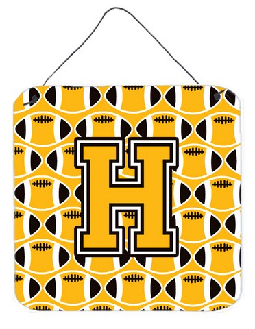 CJ1080-HDS66 Letter H Football Black, Old Gold & White Wall or Door Hanging Prints