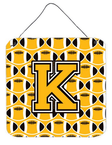 Letter K Football Black, Old Gold & White Wall or Door Hanging Prints