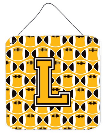CJ1080-LDS66 Letter L Football Black, Old Gold & White Wall or Door Hanging Prints