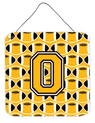 Letter O Football Black, Old Gold & White Wall or Door Hanging Prints