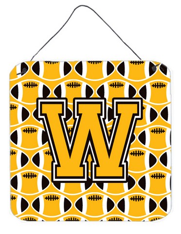 CJ1080-WDS66 Letter W Football Black, Old Gold & White Wall or Door Hanging Prints