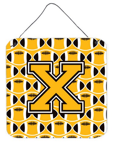 CJ1080-XDS66 Letter X Football Black, Old Gold & White Wall or Door Hanging Prints