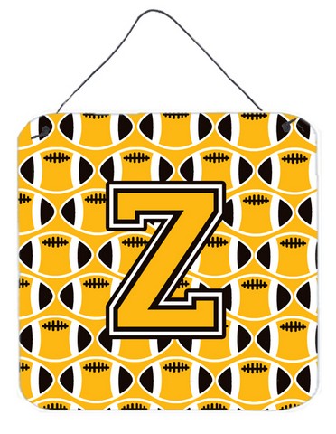CJ1080-ZDS66 Letter Z Football Black, Old Gold & White Wall or Door Hanging Prints