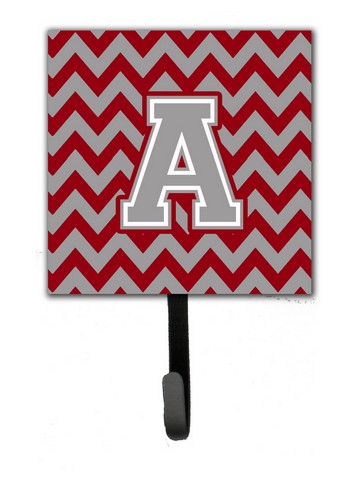 CJ1043-ASH4 Letter A Chevron Crimson & Grey Leash or Key Holder