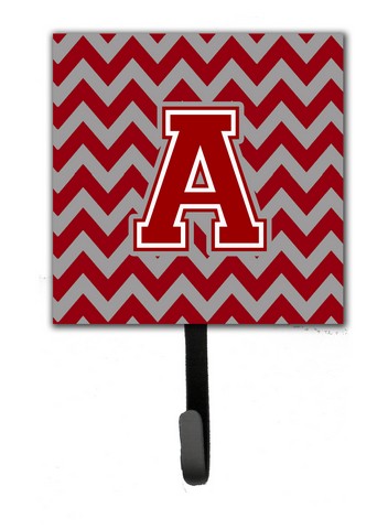 Letter A Chevron Maroon & White Leash or Key Holder, 6 x 1.25 x 4.25 in.