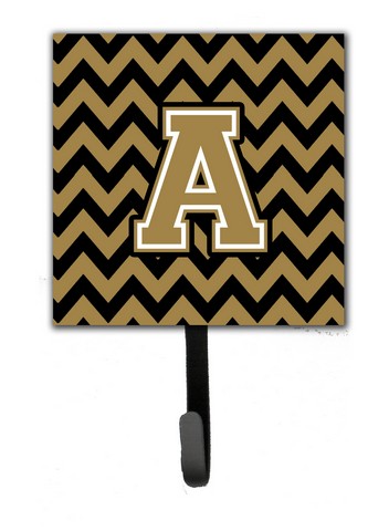 Picture of Carolines Treasures CJ1050-ASH4 Letter A Chevron Black & Gold Leash or Key Holder, 6 x 1.25 x 4.25 in.