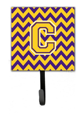 Picture of Carolines Treasures CJ1041-CSH4 Letter C Chevron Purple & Gold Leash or Key Holder, 6 x 1.25 x 4.25 in.
