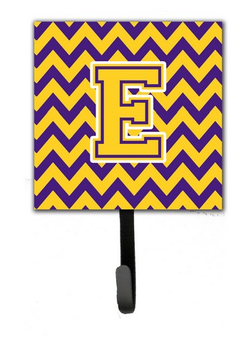 Picture of Carolines Treasures CJ1041-ESH4 Letter E Chevron Purple & Gold Leash or Key Holder, 6 x 1.25 x 4.25 in.