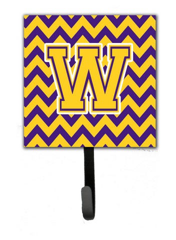 Picture of Carolines Treasures CJ1041-WSH4 Letter W Chevron Purple & Gold Leash or Key Holder, 6 x 1.25 x 4.25 in.