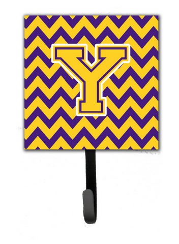 Picture of Carolines Treasures CJ1041-YSH4 Letter Y Chevron Purple & Gold Leash or Key Holder, 6 x 1.25 x 4.25 in.