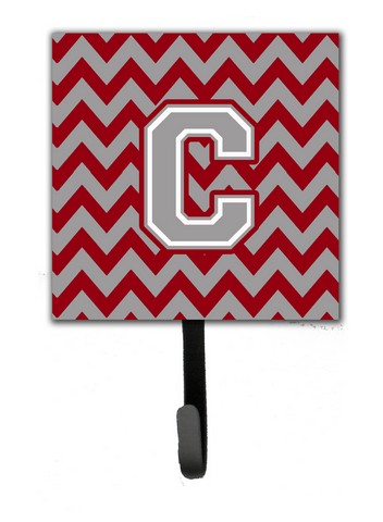 Letter C Chevron Crimson & Grey Leash or Key Holder