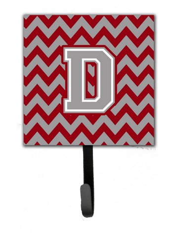 CJ1043-DSH4 Letter D Chevron Crimson & Grey Leash or Key Holder