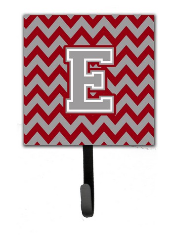 CJ1043-ESH4 Letter E Chevron Crimson & Grey Leash or Key Holder