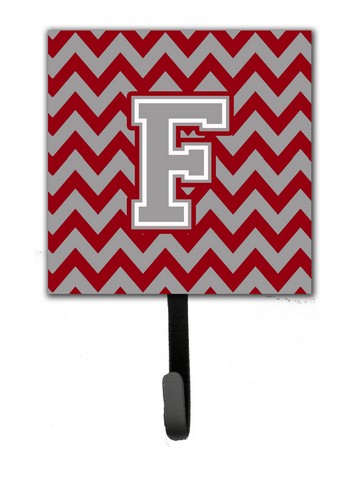 Picture of Carolines Treasures CJ1043-FSH4 Letter F Chevron Crimson & Grey Leash or Key Holder
